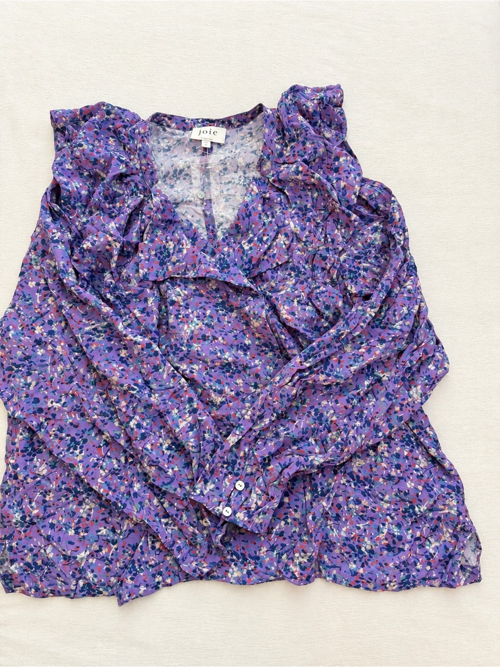 Joie Raquel B Long Sleeve Ruffle Floral Blouse Purple Size 2X NWOT - Picture 8 of 8